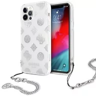 Etui i futerały do telefonów - Guess nakładka do iPhone 12 Pro Max 6,7" GUHCP12LKSPESI srebrna hard case Peony Chain Collection GUE001323 - miniaturka - grafika 1