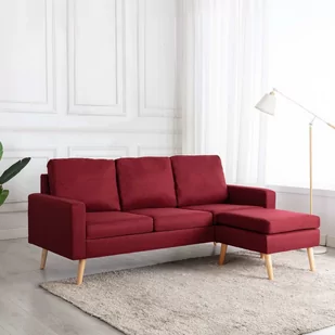 vidaXL 3-osobowa sofa z podnóżkiem winna czerwień tapicerowana tkaniną - Narożniki - miniaturka - grafika 1