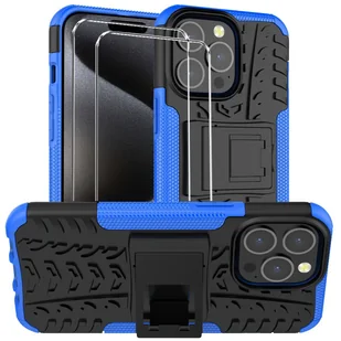 zestaw ochronny 2 w 1 dla Apple iPhone 13 składa się z 2x szklanej osłony ekranu 9H i 1x silikonowego etui - niebieska osłona - Etui i futerały do telefonów - miniaturka - grafika 1