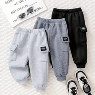 Spodnie i spodenki dla chłopców - TEMU Nowy zestaw 3 szt. spodni cargo dla chłopców na jesień/zimę z kieszeniami + długie spodnie, idealne na co dzień i do , doskonałe na zewnątrz - miniaturka - grafika 1