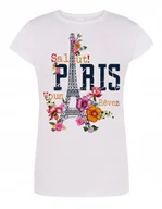 Koszulki i topy damskie - T-Shirt damski kolorowy nadruk Paryż r.L - miniaturka - grafika 1
