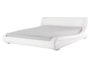 Beliani óżko białe - 160x200 cm - łóżko skórzane - ze stelażem - AVIGNON biały - Łóżka - miniaturka - grafika 1