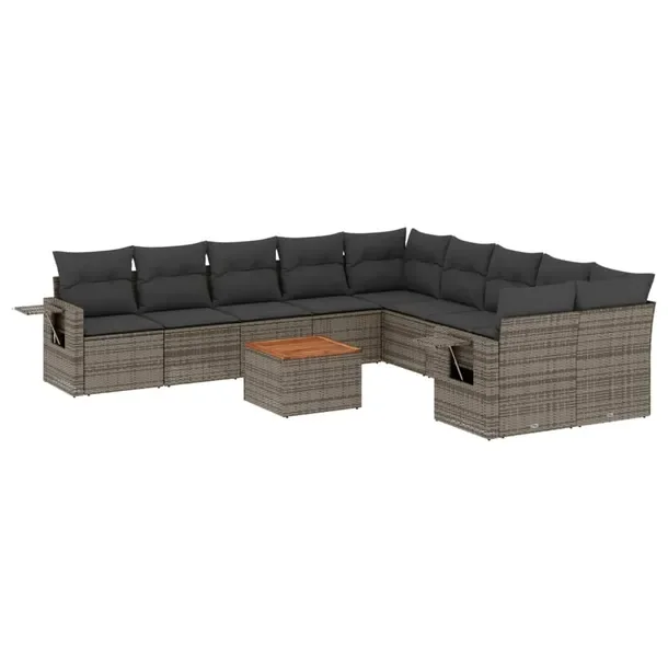 Zestaw mebli ogrodowych modułowych szary rattan PE 62 x 62 x 69 cm