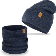 Czapki męskie - Nandy Polski Komplet Zestaw Zimowy Czapka Komin - Zest-Ck-14002-Grn-M - miniaturka - grafika 1