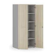 Szafy biurowe - Szafa biurowa z drzwiami PRIMO GRAY, 1781 x 800 x 500 mm, szary/dąb naturalny - miniaturka - grafika 1