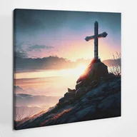 Ikony i obrazy sakralne - Krzyż na Golgocie Religijne - obraz polycanvas, 60x60 - miniaturka - grafika 1