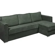 Sofy i kanapy - Kanapa narożna dwustronna rozkładana typu express z zielonego sztruksu - Miejsce do spania z szerokimi listewkami 140 cm - Materac 18 cm - LORETO - miniaturka - grafika 1