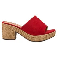 Klapki i japonki damskie - Flyfor Lekkie Klapki Na Słupku czerwone - ButyModne - miniaturka - grafika 1