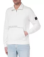 Bluzy męskie - Tommy Hilfiger Męska bluza z naszywką na zamek błyskawiczny 1/2, biały, XL - miniaturka - grafika 1