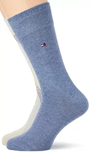 Skarpetki męskie - Tommy Hilfiger Męskie skarpety diagonalne w paski Classic Sock, Beżowy denim melanż, 39-42 EU - grafika 1