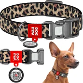 Obroże dla psów - Obroża dla psa nylonowa z paszportem QR, rysunek Leopard, rozmiar M, 28-40 cm, 20 mm - miniaturka - grafika 1