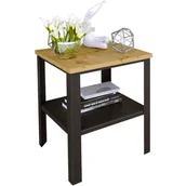 Ławy i stoliki kawowe - Industrialny Stolik Czarny Kawowy Z Półką + Dąb Artisan B0-A94 - miniaturka - grafika 1