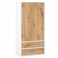 Szafy - Nowoczesna Szafa Garderoba 90CM 2D2SZ Biała Wotan - miniaturka - grafika 1