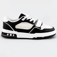 Buty sportowe damskie - Damskie adidasy dwukolorowe czarno-białe (ad-585) - Mix Feel - miniaturka - grafika 1