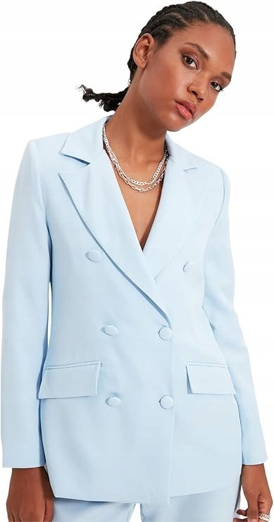 TRENDYOL NIEBIESKI DWURZĘDOWY ŻAKIET Z KLASYCZNYMI KLAPAMI 36 5AA