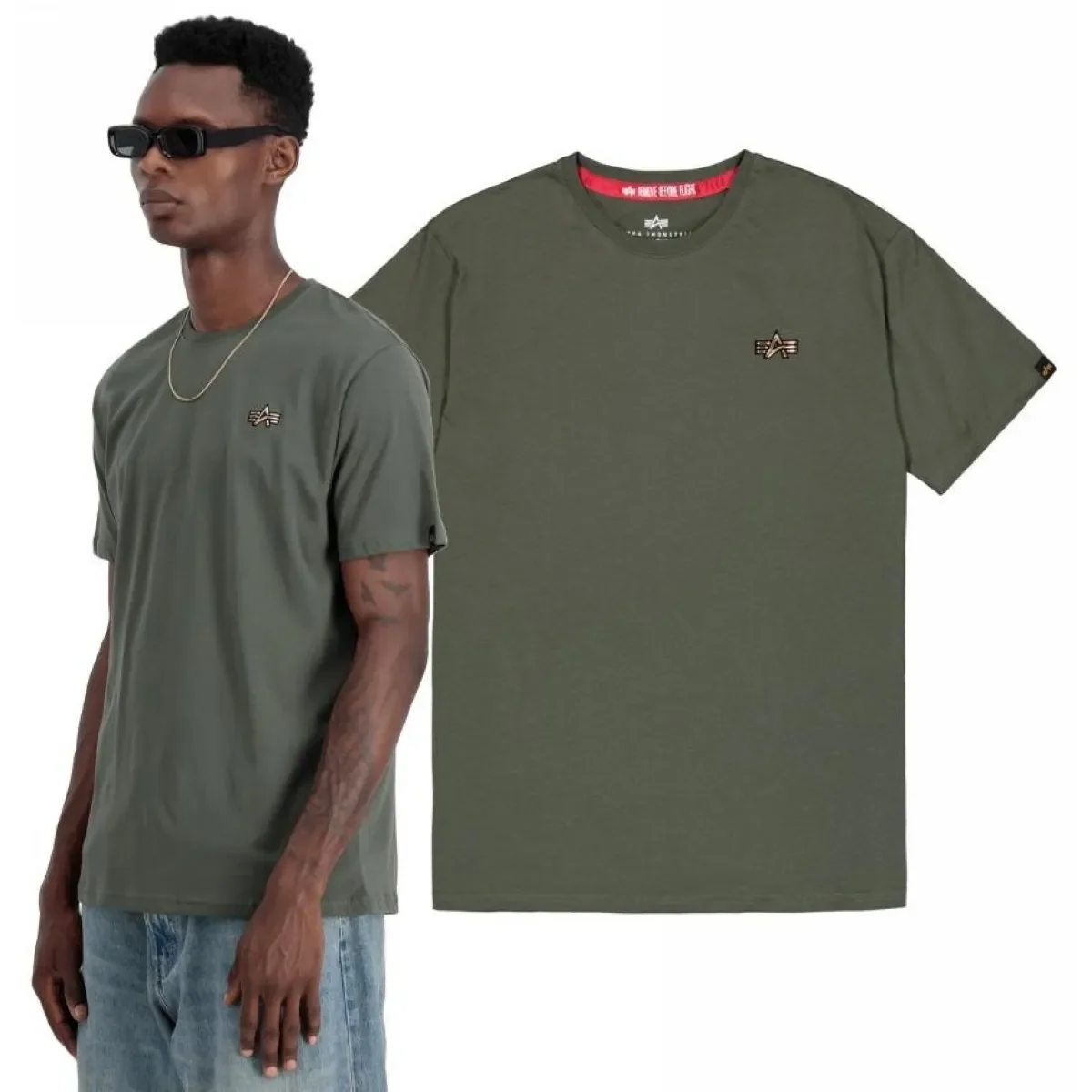 Koszulka Alpha Industries 3D Small Logo T-Shirt 148511 142 - Ciemnooliwkowa XL [XL]