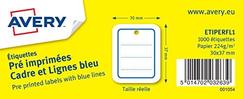 Avery Etykiety do ramki, perforowane, 1000 sztuk 30 x 37 mm białe
