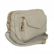 Torebki damskie - Urocza Włoska skórzana listonoszka Vera Pelle , pojemna złote okucia Jasny Beż MCZ45T - miniaturka - grafika 1