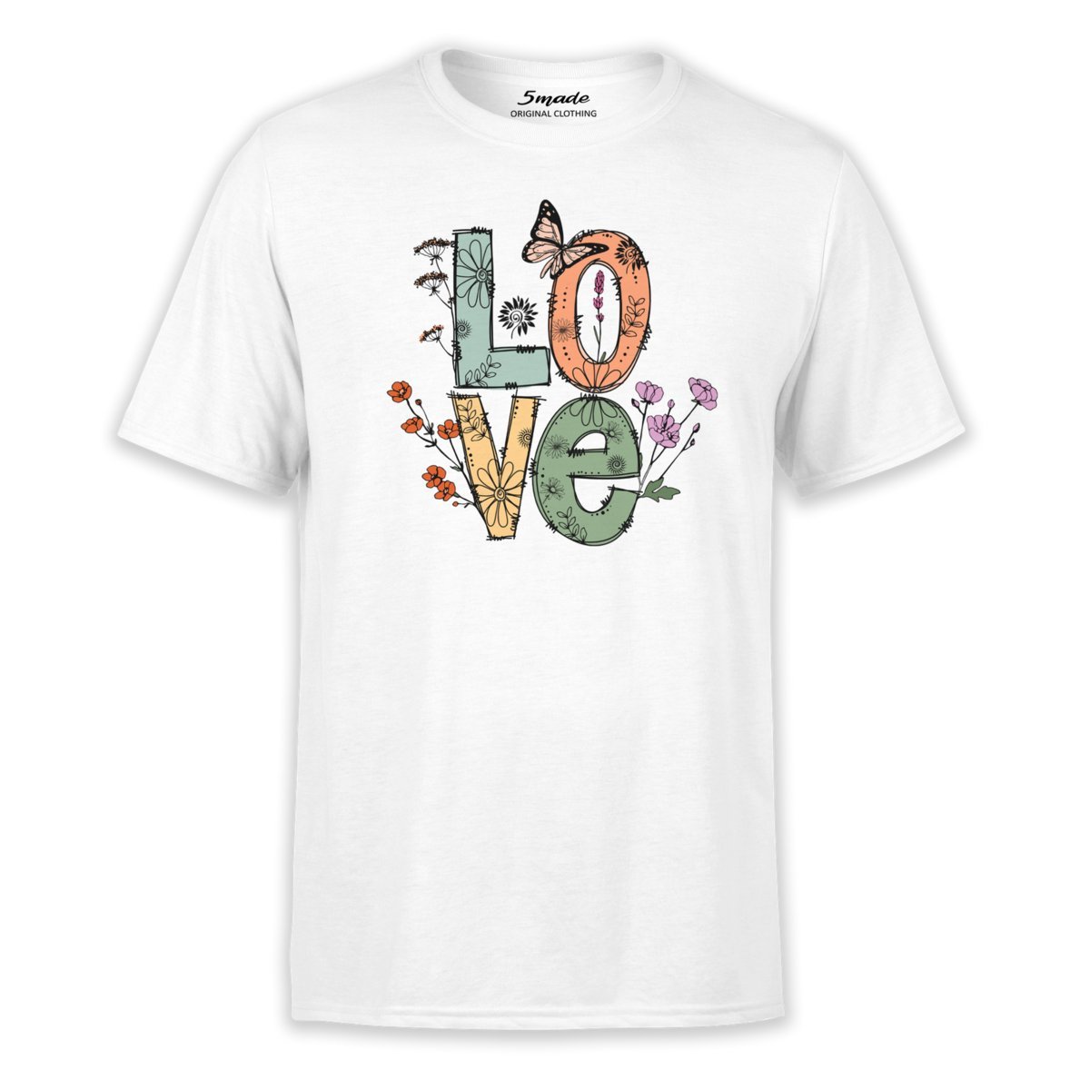 Koszulka z nadrukiem z napisem LOVE i polnymi kwiatami XL 5made