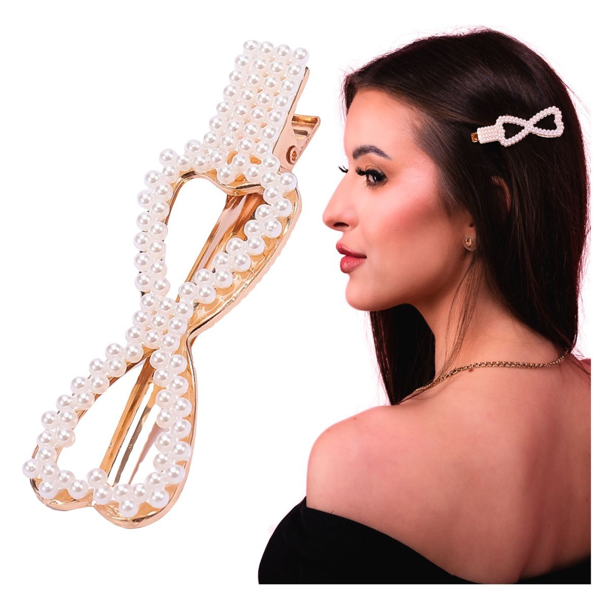 Spinka do Włosów Złota Biała Wsuwka z Perłami Ślubna Lekka i Bezpieczna