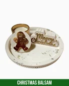 Świece - Zestaw Świąteczny Świąteczna Wiadomość - 3 elementy - Napis "Merry Christmas" - Podstawka - Świeca Sojowa o Zapachu Christmas Balsam - miniaturka - grafika 1