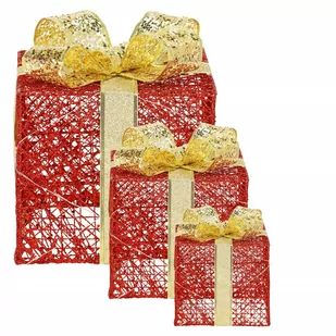 Dekoracja świąteczna LED prezenty oświetlenie zestaw 3 szt. biały ciepły - Oświetlenie świąteczne - miniaturka - grafika 1