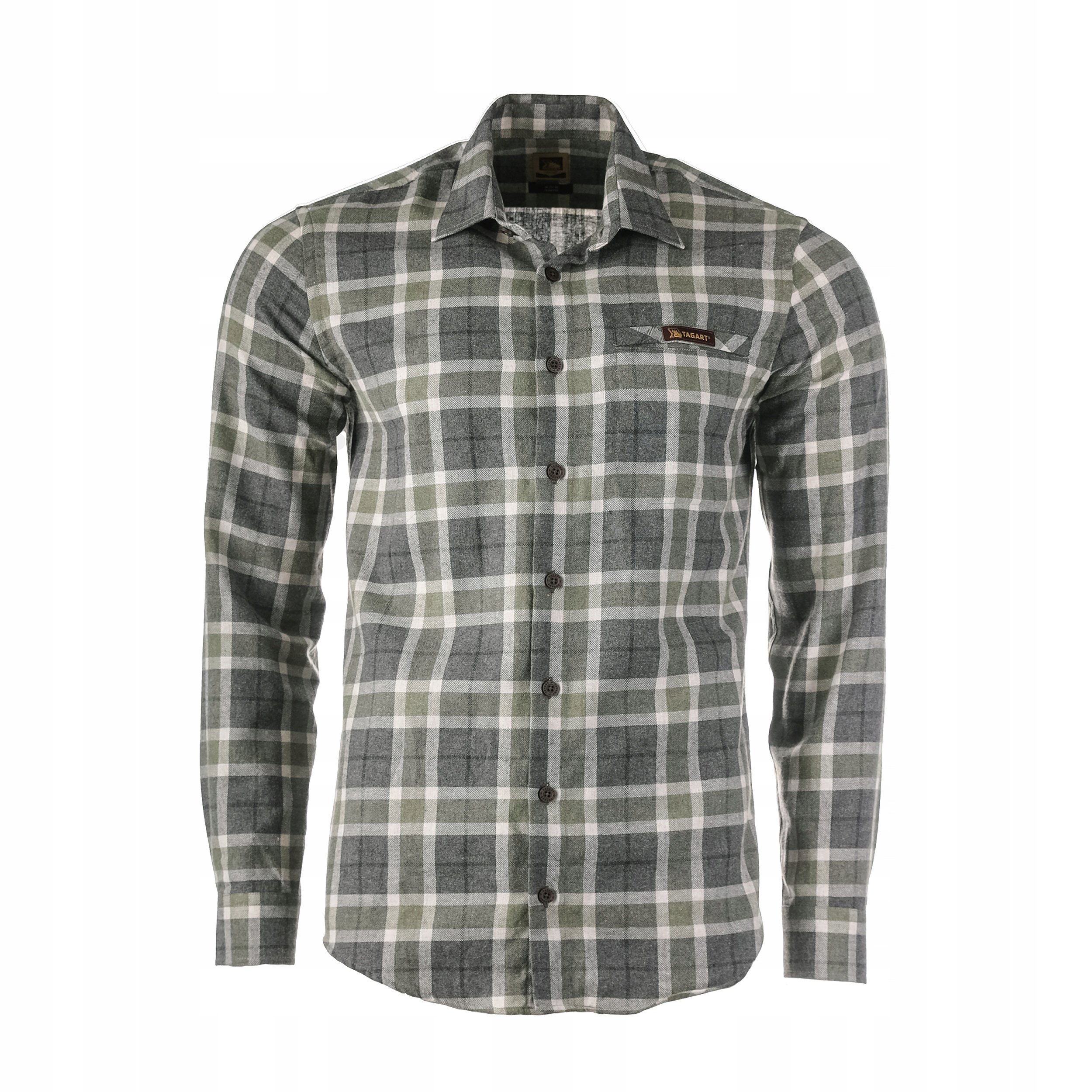 Koszula męska Tagart Moss slim, flanelowa, w zieloną kratę XL