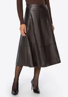 Spódnice - Skórzana spódnica midi brązowa - miniaturka - grafika 1