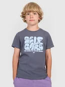 Koszulki dla chłopców - 4F T-shirt regular z nadrukiem chłopięcy - szary 146 (10-11 lat) - miniaturka - grafika 1