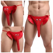 Majtki męskie - Śmieszne Stringi Męskie SŁOŃ Z TRĄBĄ Gadżet na Prezent Bielizna Męska - miniaturka - grafika 1