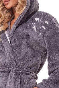 Szlafrok damski Lili szary z haftem M - Szlafroki damskie - miniaturka - grafika 3