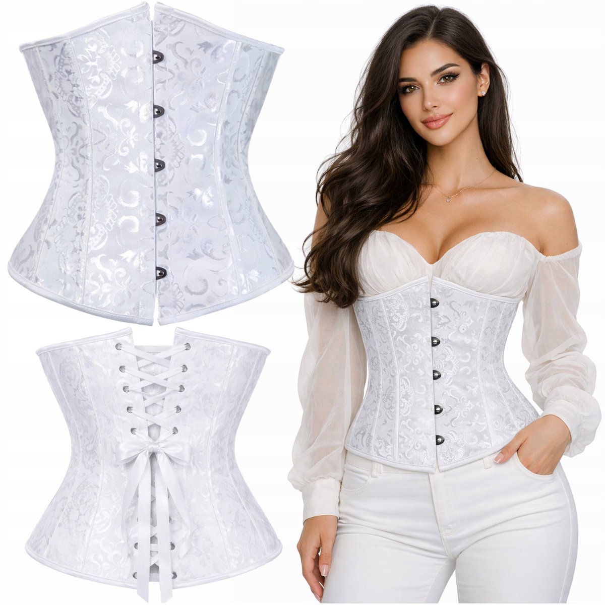 Gorset modelujący talię underbust biały - XXL