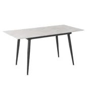 Stoły - Stół do jadalni rozkładany 120/150 x 80 cm efekt marmuru z czarnym EFTALIA - miniaturka - grafika 1