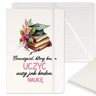 Notesy i bloczki - NOTES BIAŁY Z GUMKĄ A5 PREZENT DLA NAUCZYCIELA WZ - miniaturka - grafika 1