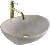 Umywalki - Umywalka nablatowa Rea Sofia Beige Matt - miniaturka - grafika 1