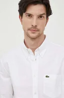 Koszule męskie - Lacoste koszula bawełniana męska kolor biały regular z kołnierzykiem button-down - miniaturka - grafika 1