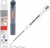 Wkłady do długopisów - Edding Ołówek budowlany e-8880 EDDING, do głębokich otworów + 6 szt. wkładów e-8881, grafitowy - miniaturka - grafika 1