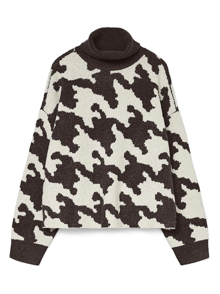 Vero Moda Golf w kolorze kremowo-ciemnobrązowym