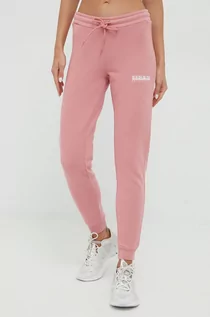Spodnie damskie - Napapijri spodnie dresowe damskie kolor różowy gładkie - grafika 1