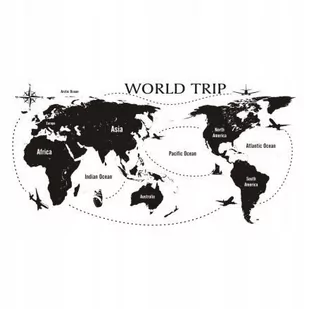 Naklejka na ścianę Mapa śwata 3, 120x60cm wybór koloru - World trip - Naklejki na ścianę - miniaturka - grafika 1