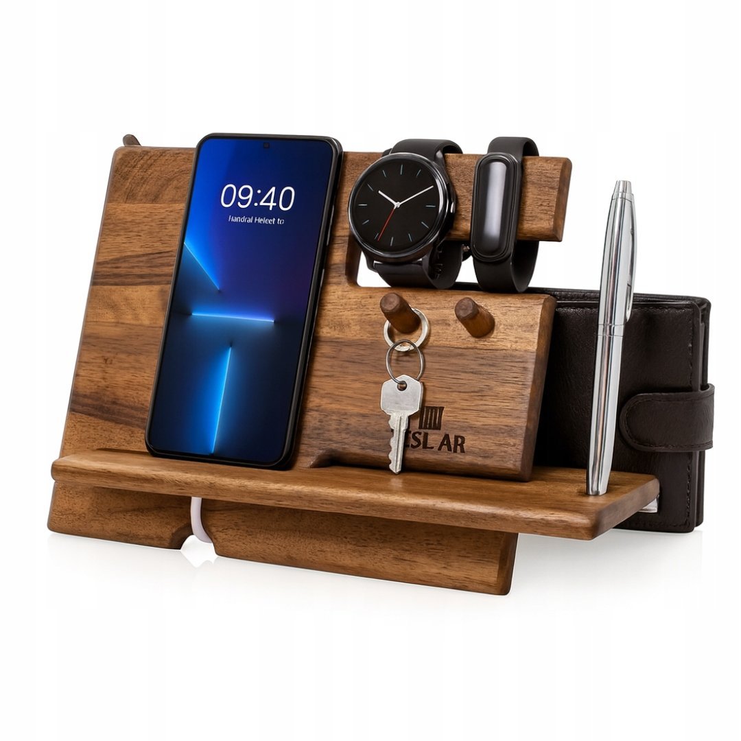 DREWNIANY STOJAK NA AKCESORIA ORGANIZER TACA WYSTAWOWA - PIĘKNY PREZENT