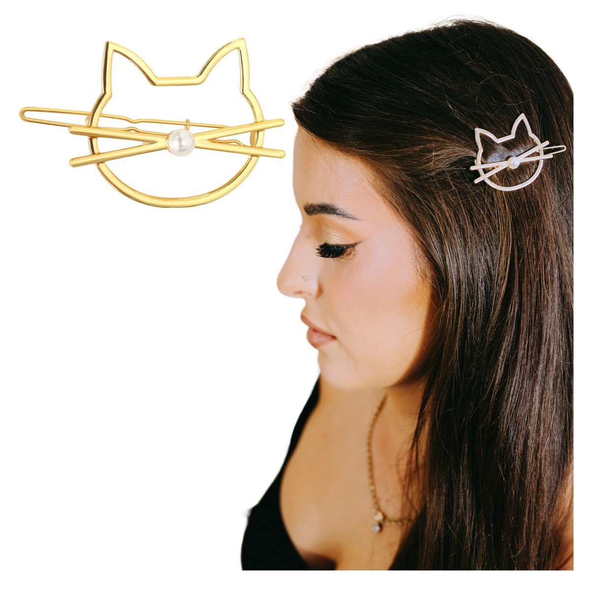 Spinka Wsuwka Złota do Włosów Ozdobna Kot Metalowa Lekka i Wytrzymała