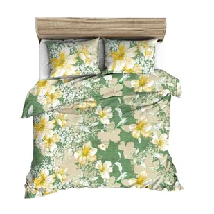 Pościel z kory 140x200 zielona duże żółte beżowe rysowane kwiaty - Pościel Pościel z kory 140x200 zielona duże żółte beżowe rysowane kwiaty - Pościel - miniaturka - grafika 1