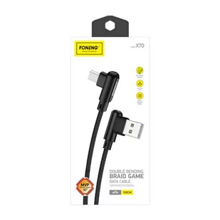 Kabel kątowy USB do Micro USB Foneng X70, 3A, 1m (czarny) - Kable - miniaturka - grafika 2