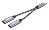 Stacje dokujące i replikatory portów - Unitek USB-C na 2 x port USB-C audio i 18W - miniaturka - grafika 1
