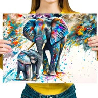 Zabawki kreatywne - Haft Diamentowy Diamond Painting,DIAMENTOWY MALARZ,Obraz DIY 5D,Mozaika Diamentowa 30x40,Słonie - miniaturka - grafika 1