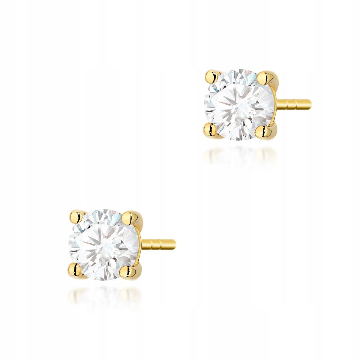 Złote kolczyki 585 z diamentami 2 x 0.50ct prezent na walentynki 1,6g