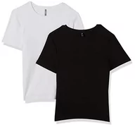 Koszulki i topy damskie - ONLY Damski ONLNULAN S/S Slim TOP CS JRS 2PACK T-Shirt, Black/Pack:White, XS, czarny/paczka: biały, XS - miniaturka - grafika 1