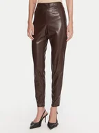 Spodnie sportowe damskie - Guess Spodnie z imitacji skóry W4BB18 WGIK0 Czarny Slim Fit - miniaturka - grafika 1