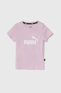 Koszulki dla dziewczynek - Puma t-shirt bawełniany dziecięcy kolor różowy - grafika 1